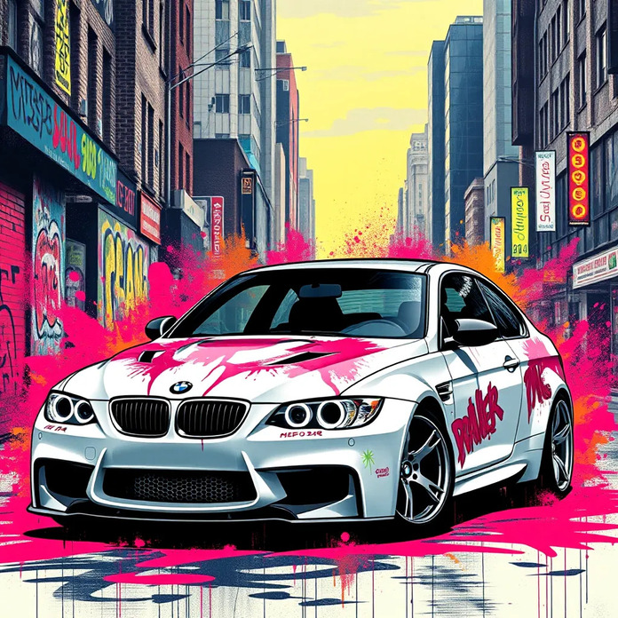 машина bmw m3 в стиле граффити