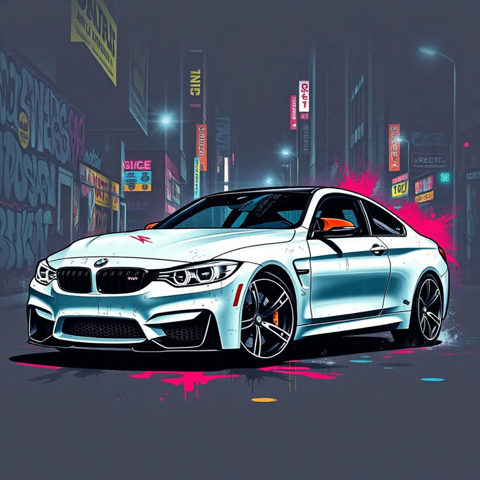 машина bmw m4 gts в стиле граффити